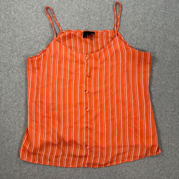 W5 Orange Dotted Stripe Cami Tank Top Women's XL V-Neck Spaghetti Strap - Picture 1 of 7